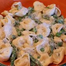 Tortelllini peas & asparagus with creamy tarragon sauce
