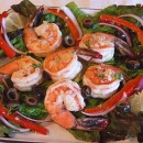 Spicy Lemon Shrimp Over Greens