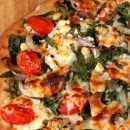 Spinach Mushroom and Feta Pizza