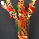 Chocolate Dipped Worm Pretzels