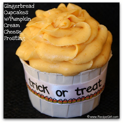 Gingerbread Cupcakes with Pumpkin Cream Cheese Frosting