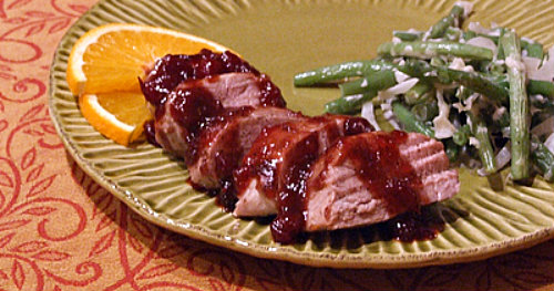 Orange Cranberry Glazed Pork Tenderloin