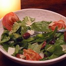 Arugula Salad with olives, Pancetta and Parmesan Shavings