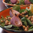 Spinach & Arugula Salad with Indian Spiced Chickpeas