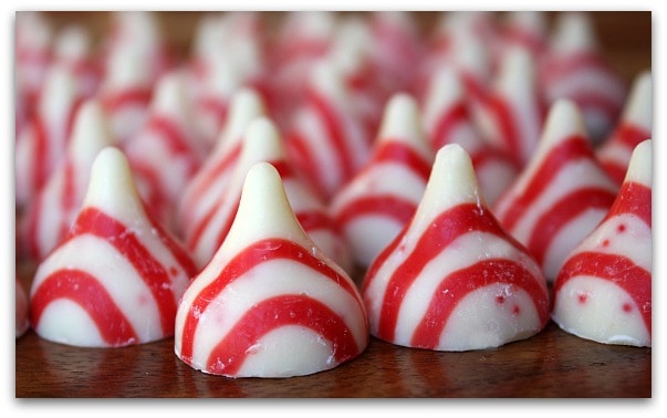 These Candy Cane Kisses can be found during the fall winter holidays at 