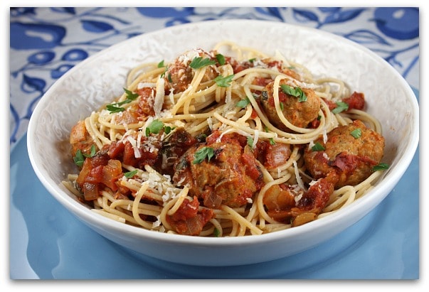 Spaghetti with Spicy Turkey Meatballs