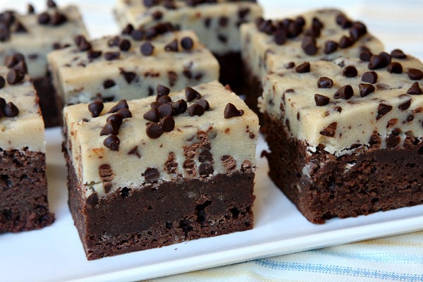 Chocolate Chip Cookie Dough Brownies recipe - from RecipeGIrl.com