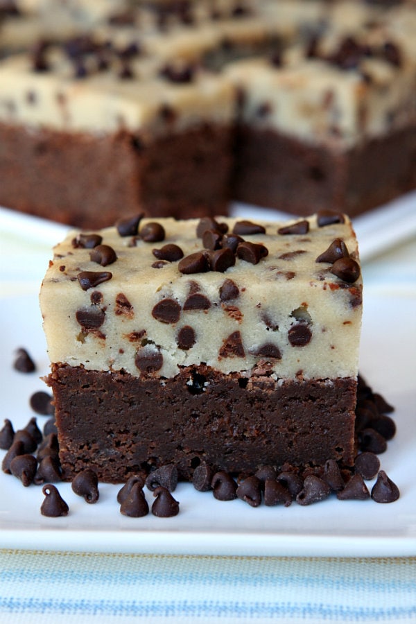 Chocolate Chip Cookie Dough Brownies recipe - from RecipeGIrl.com