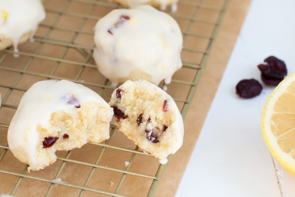 Cranberry Butter Cookies with Lemon Glaze