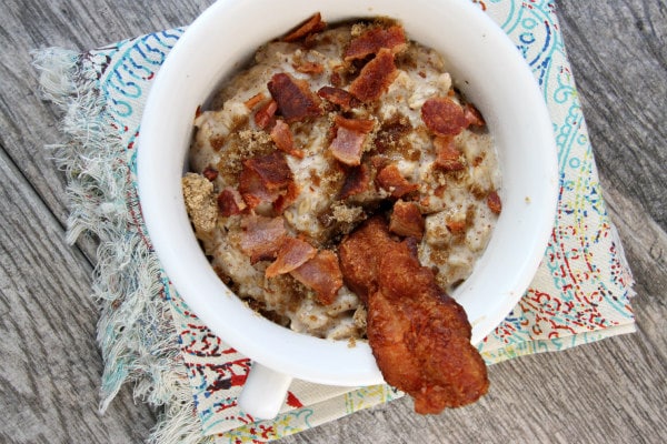 Almond Butter Oatmeal with Bacon and Brown Sugar