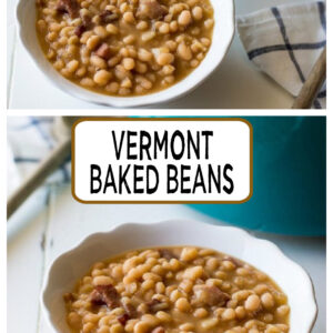 pinterest collage image for vermont baked beans