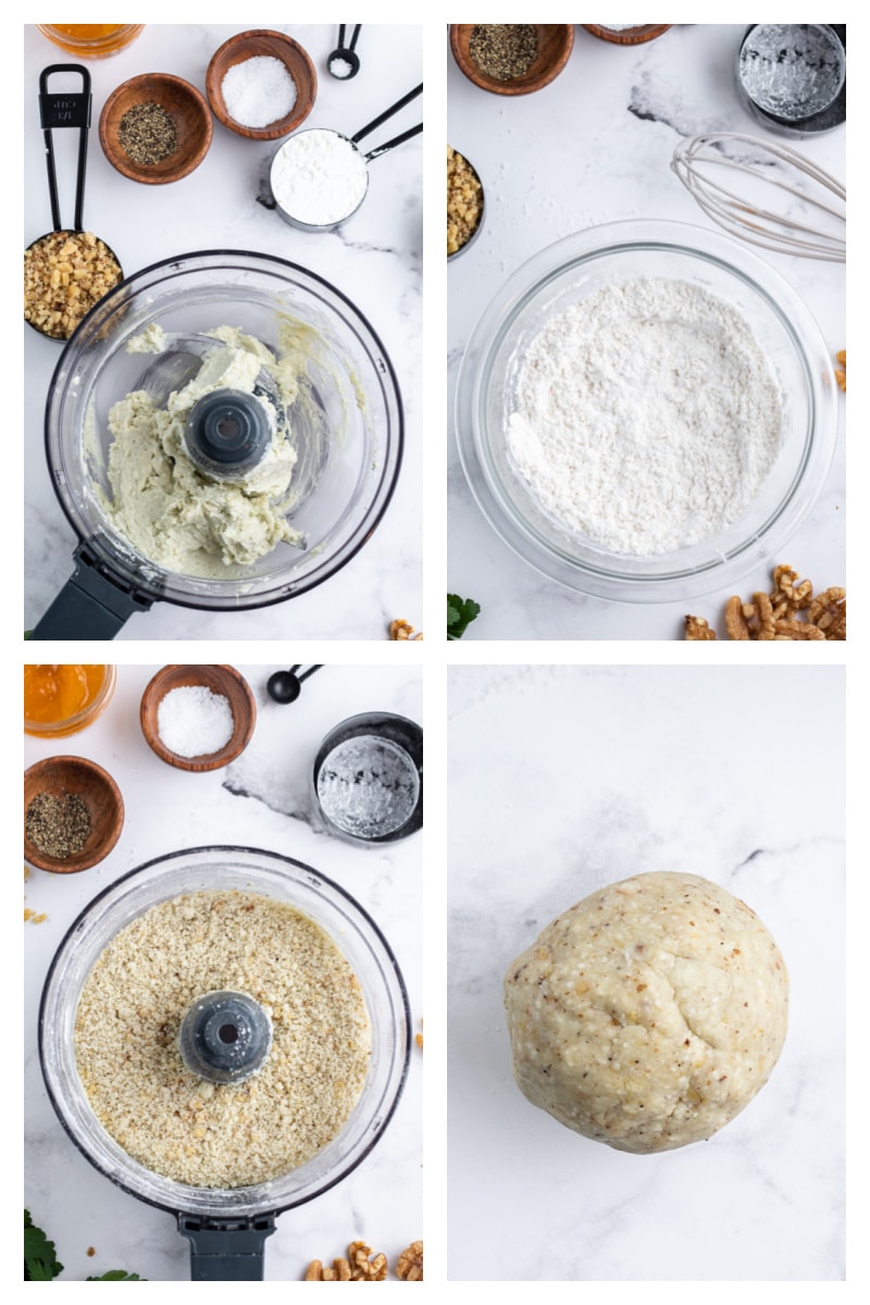 four photos showing how to make shortbread dough