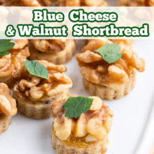 pinterest image for blue cheese and walnut shortbread