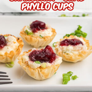 pinterest image for cranberry crab phyllo cups