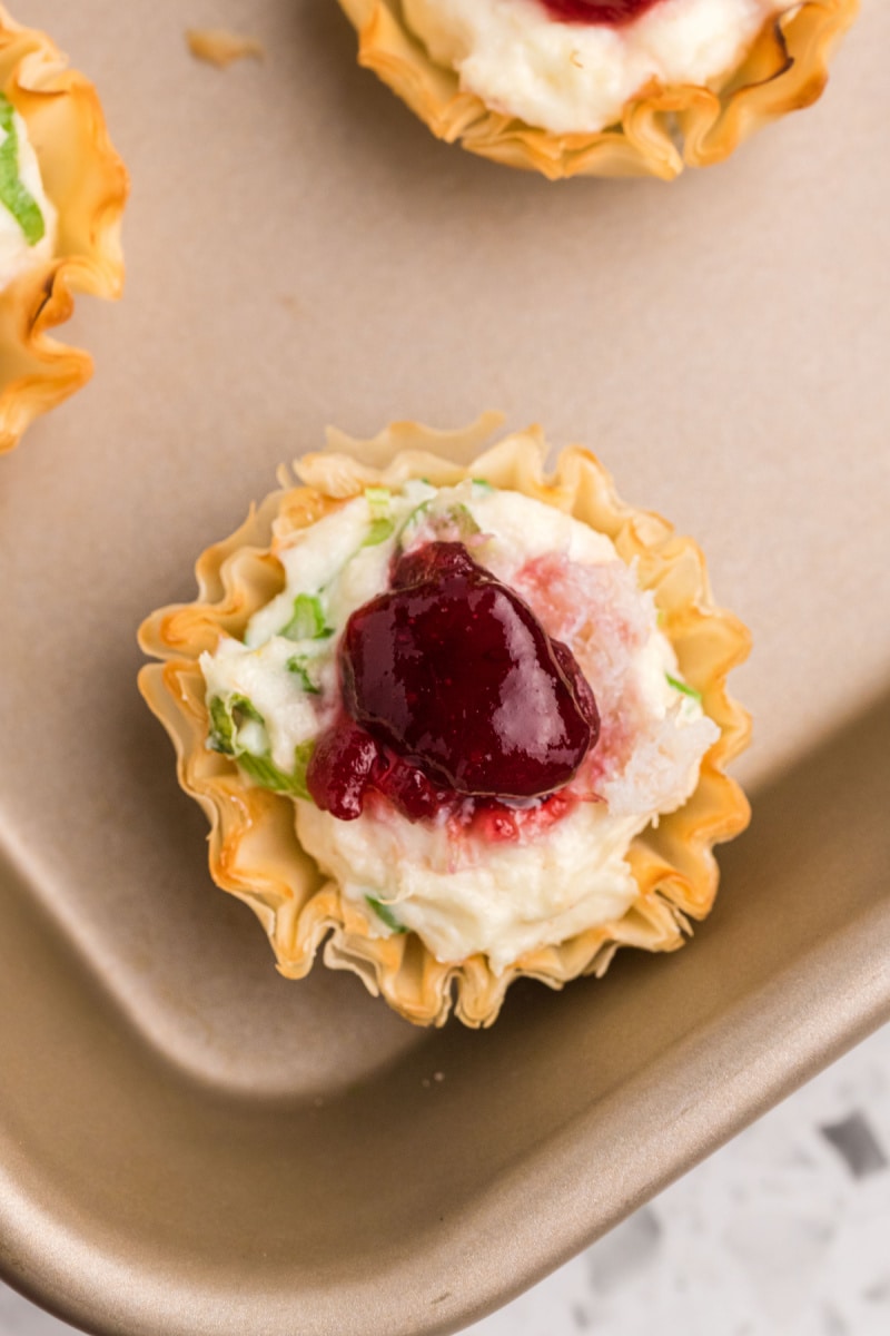 up close cranberry crab phyllo cup