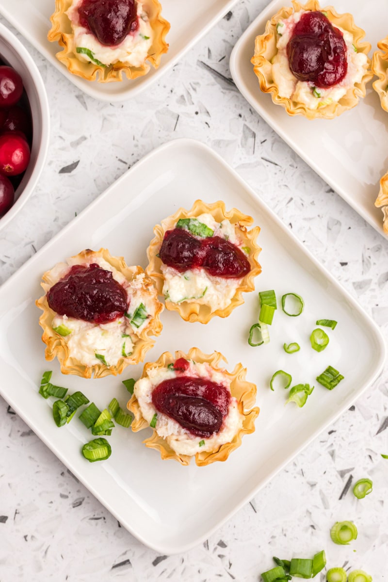 three cranberry crab phyllo cups