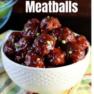 pinterest image for cranberry meatballs