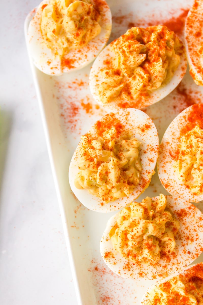 deviled eggs on a platter