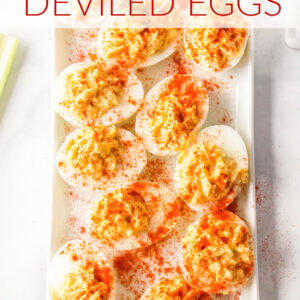 pinterest image for deluxe deviled eggs