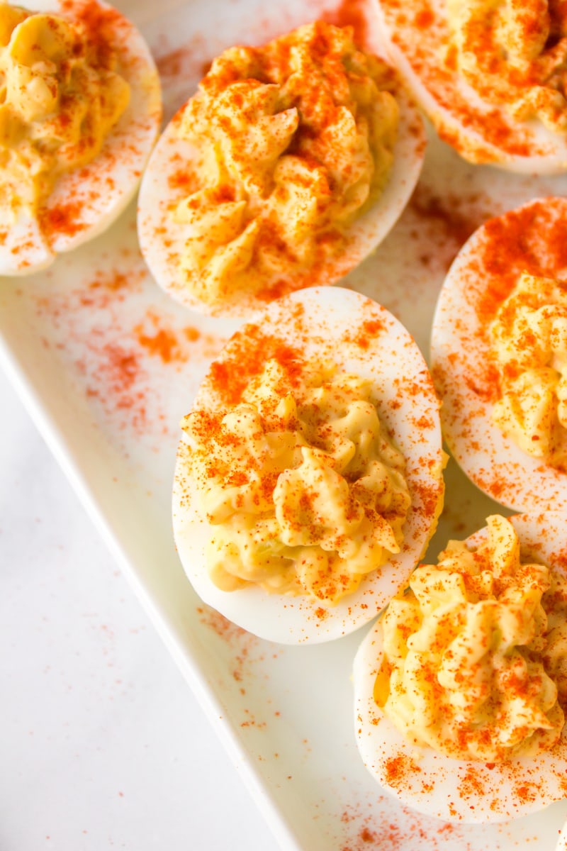 deviled eggs on a platter