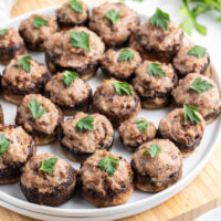 easy stuffed mushrooms on a platter