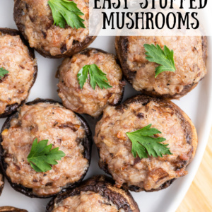 pinterest image for easy stuffed mushrooms