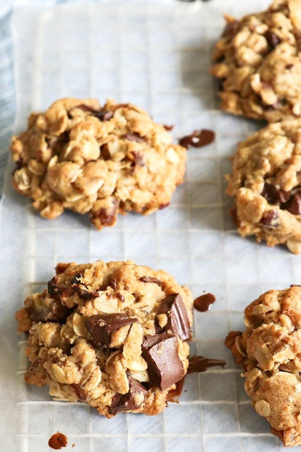 Healthier Chocolate Chip Oatmeal Cookies recipe from RecipeGirl.com