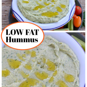 pinterest collage pin for low fat hummus