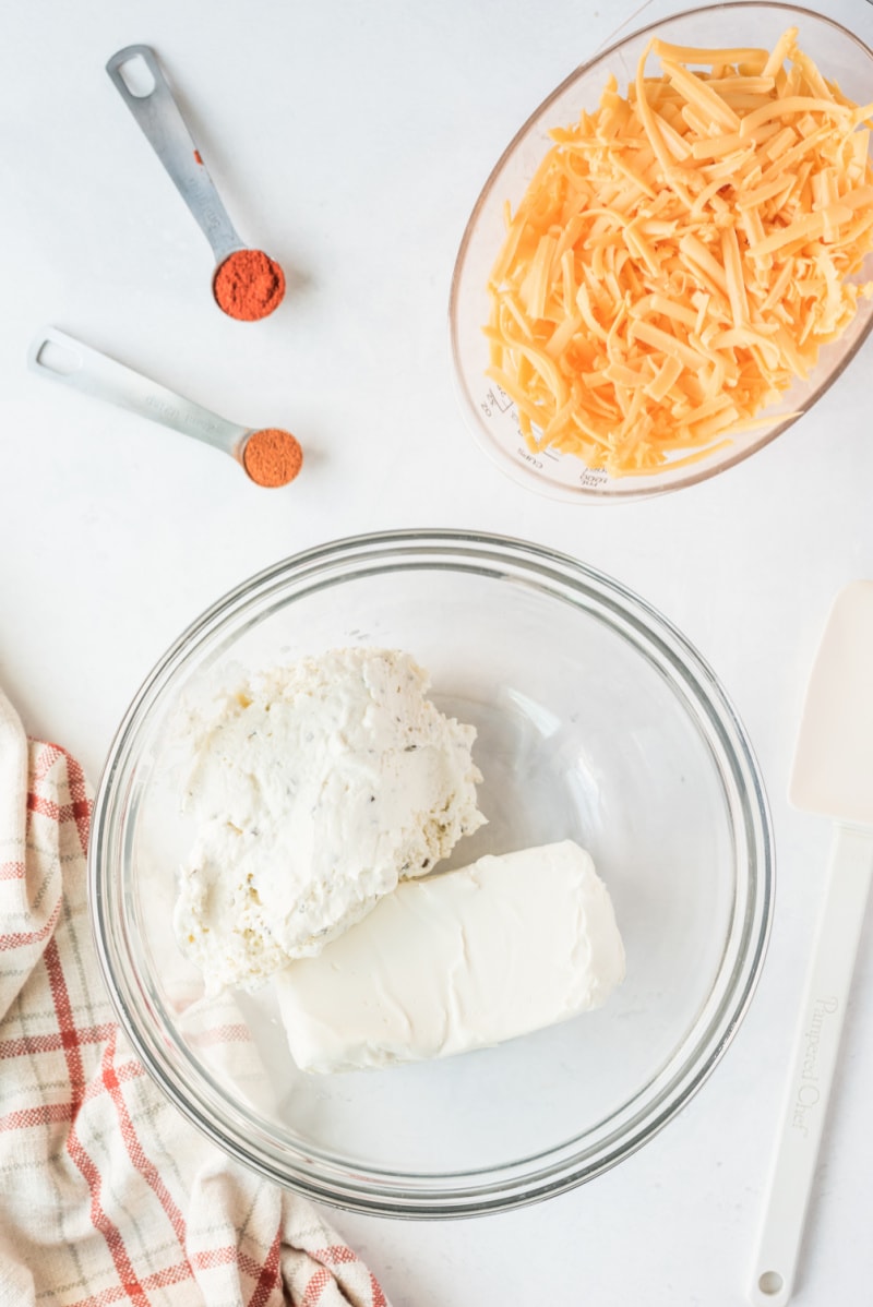 ingredients displayed for making pumpkin cheese dip