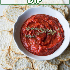 pinterest image for roasted red pepper dip