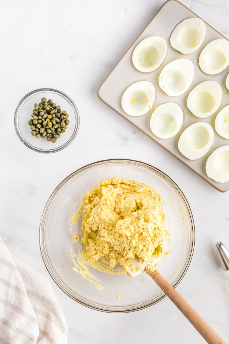 photo showing filling for deviled eggs