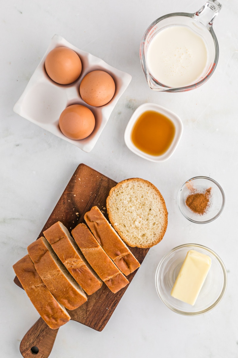 ingredients displayed for making baked french toast