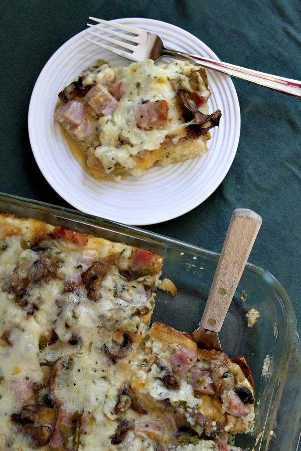 serving of Overnight Ham and Cheese Bake