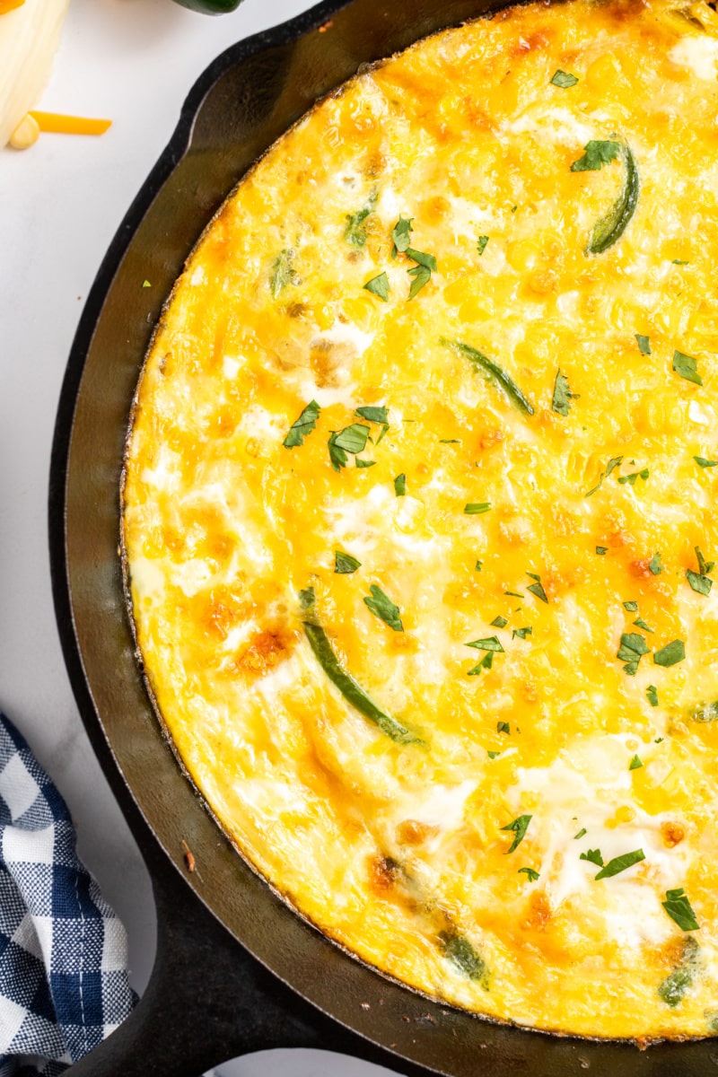 cheese souffle in cast iron skillet