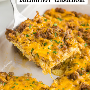 pinterest image for easy sausage breakfast casserole