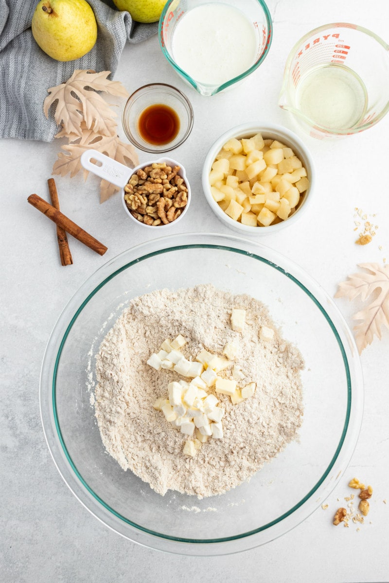 showing process of making dough for scones