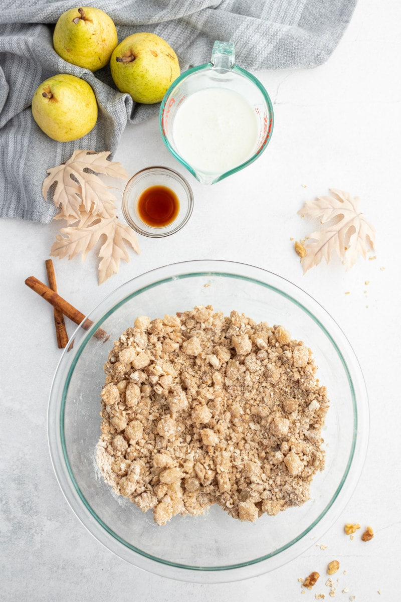 making dough for maple nut and pear scones