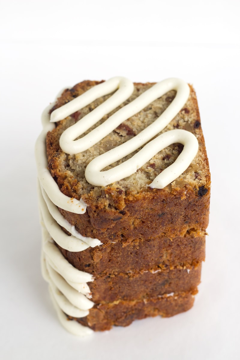 Spiced Pear Cherry Bread with icing