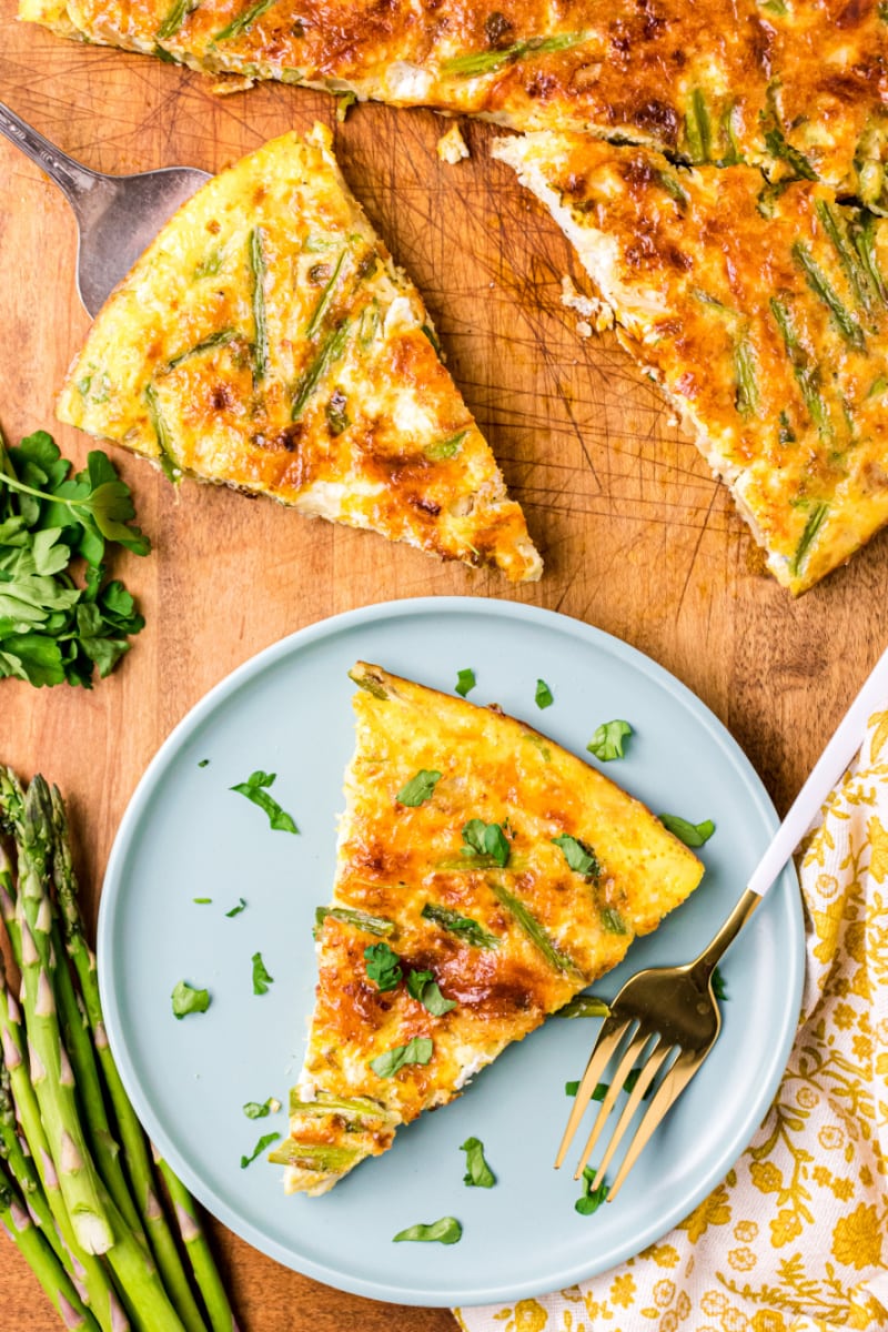 frittata sliced and put on plate