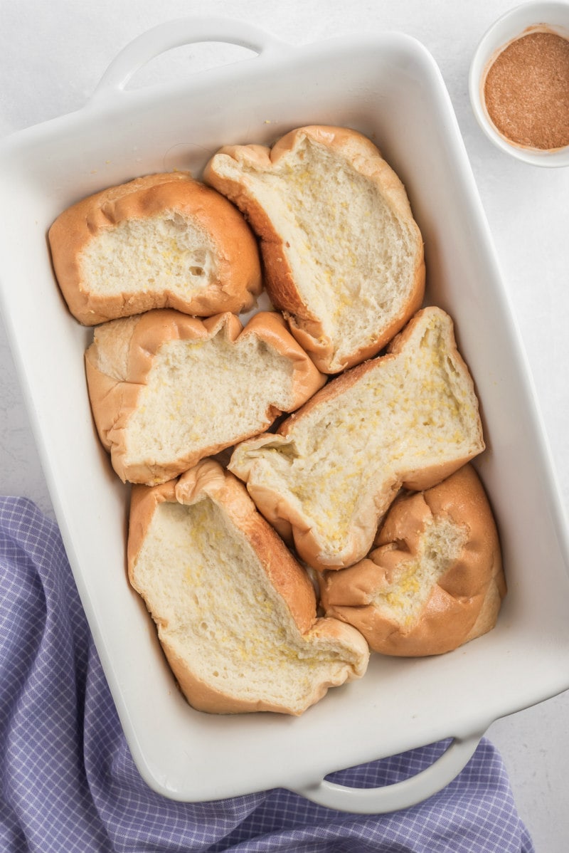 french custard toast prepared for oven