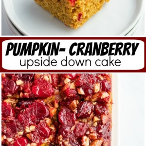 pumpkin cranberry upside down cake pinterest image