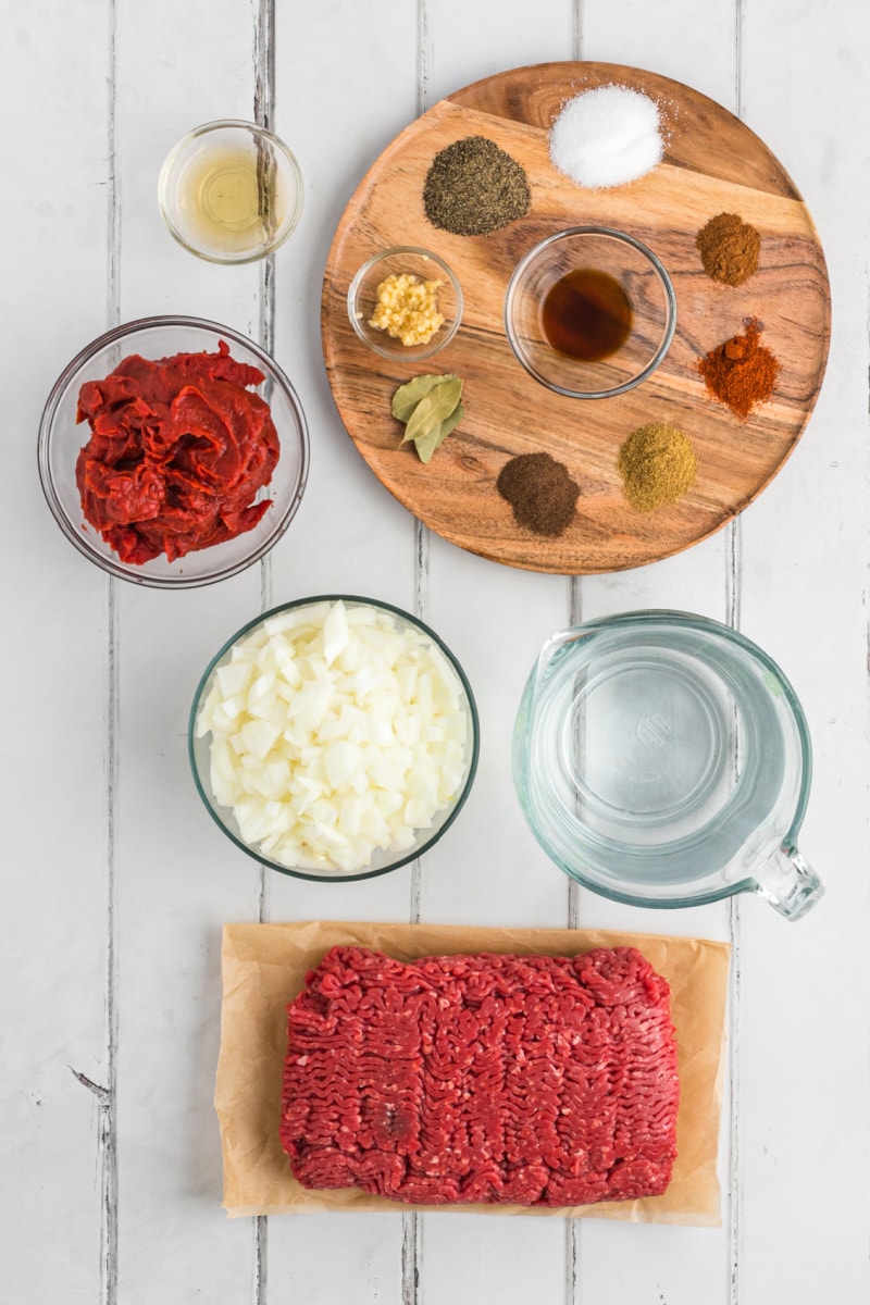 ingredients displayed for making back bay chili