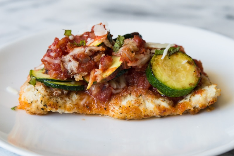 Baked chicken parmesan on a plate