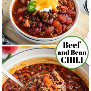 pinterest collage image for beef and bean chili