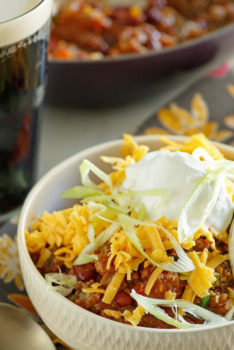 bowl of Beef and Dark Beer Chili