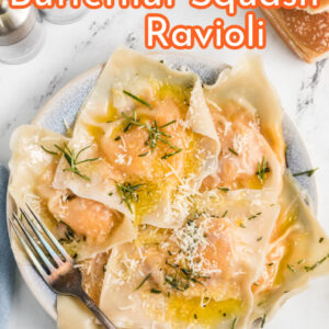 pinterest image for easy butternut squash ravioli