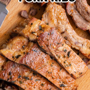 pinterest image for garlic and oregano pork ribs