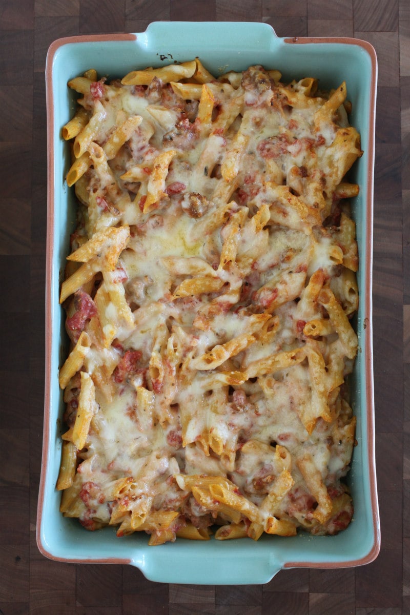 Casserole dish of Pasta Rustica