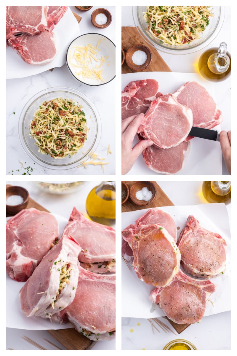 photos displayed showing how to stuff pork chops