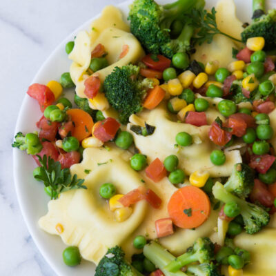 ravioli primavera on a plate